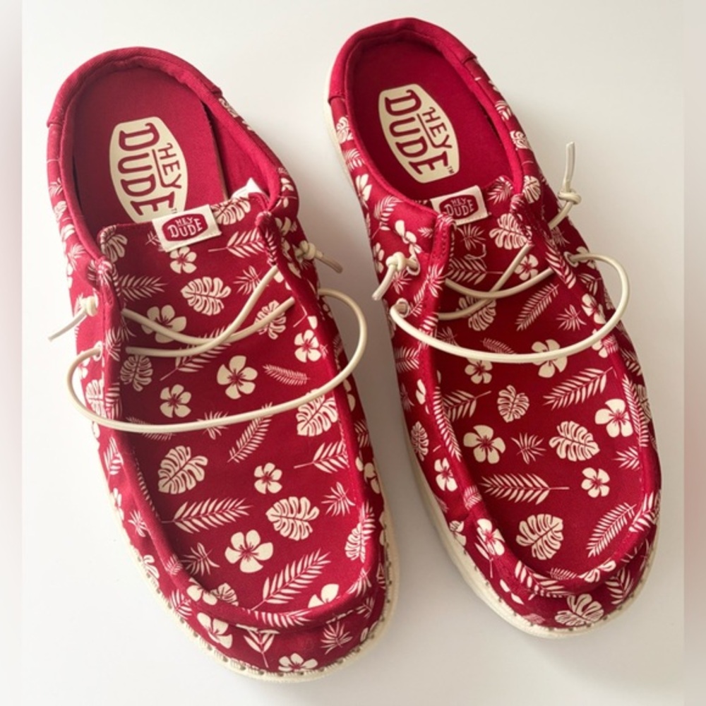 Hey Dude Wally Slip On Luau Shoes in Varsity Red - Picture 2 of 13